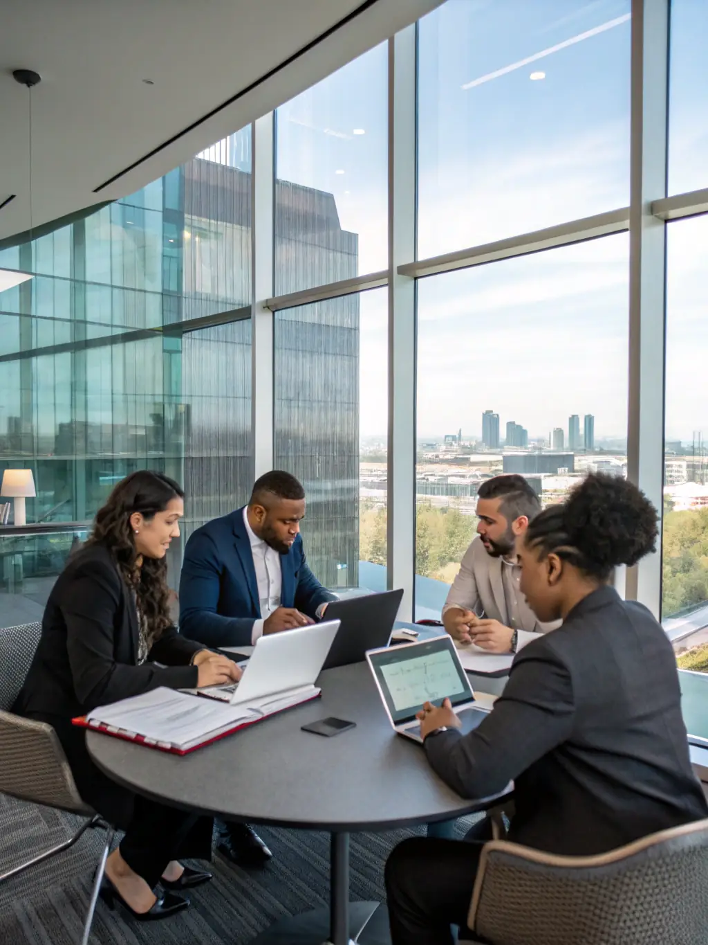 A photograph of a diverse group of South African business professionals collaborating in a modern office, symbolizing Ocelotlxyyn's inclusive approach.
