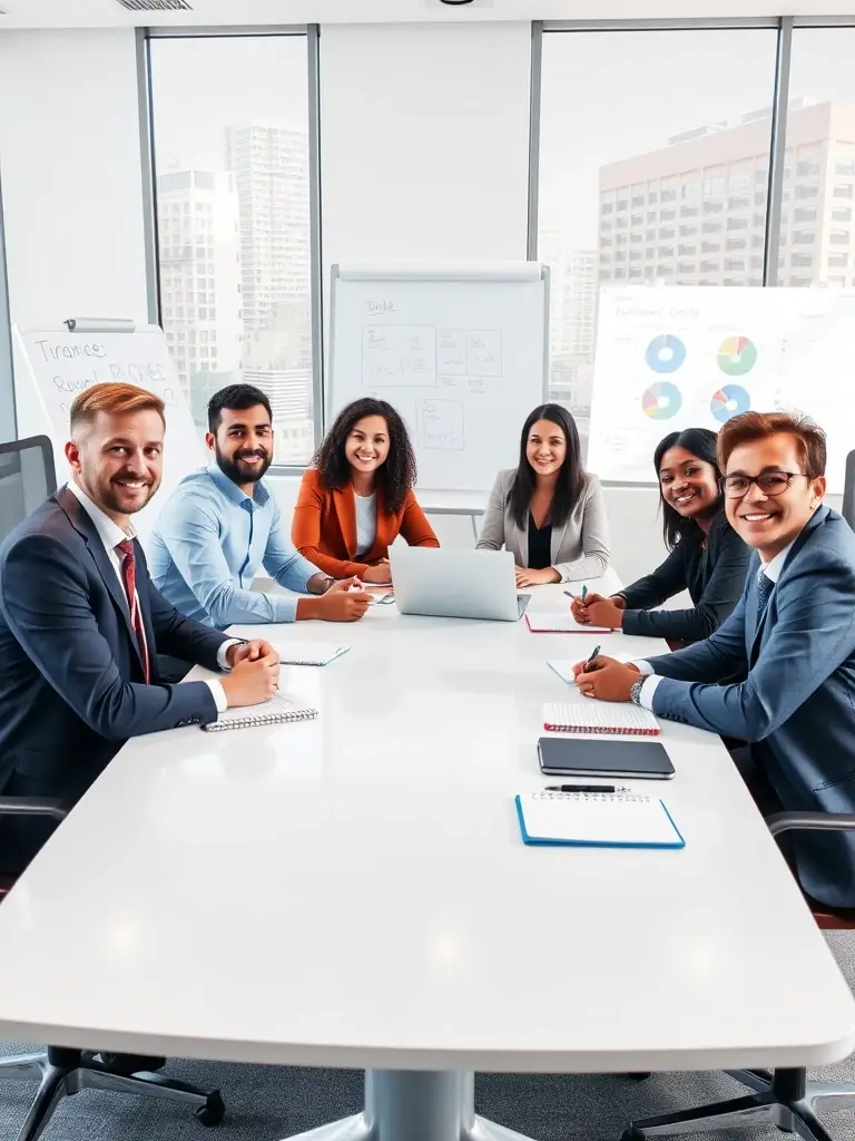 A team of South African employees working together in a modern office space, brainstorming ideas and fostering a collaborative environment, highlighting effective communication and teamwork.
